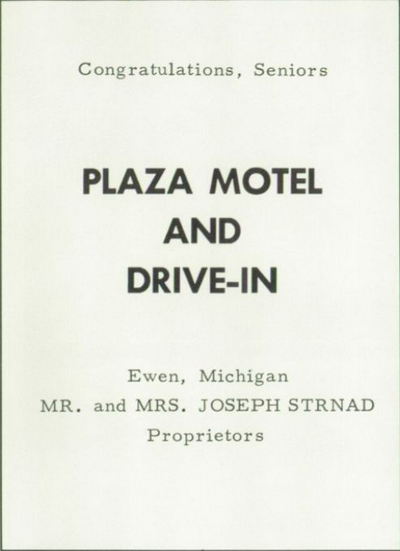 Plaza Motel - 1972 Yearbook Ad (newer photo)